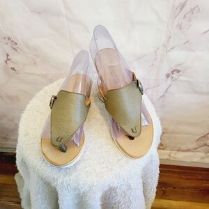 Anthropologie Bueno soft olive sage green leather sandals
